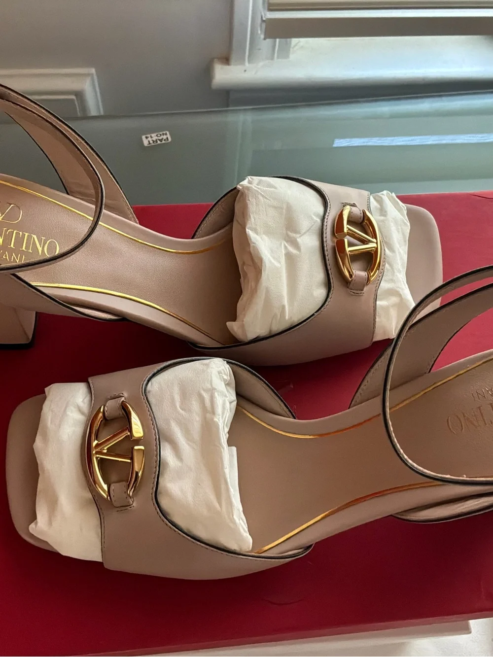 Valentino Garavani Nude Blush Leather Ankle-Strap Block Heels